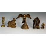 A continental bronze model of a stylised eagle with a fish in its claw on a bell shaped base,