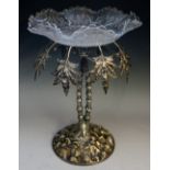 A silver plated table centre piece in the form of a stylised palm tree,