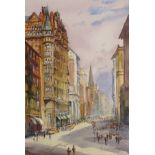 Michael Crawley - Fifth Avenue, New York, watercolour, signed lower right, 34cm x 22cm,