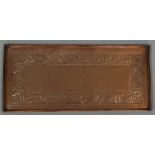 Keswick School of Industrial Art - a rectangular copper tray embossed with a border of fruit and