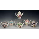 Six Heirloom Worcester teapots including: Flower Trellis, Meissen Flowers, Strings of Flowers,