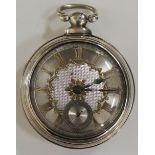 A Victorian pair cased pocket watch, the silvered face with subsidiary seconds dial, Roman numerals,