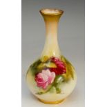 A Worcester bottle shaped vase with waisted neck,
