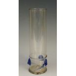 A late 19th century German Rhineland cylindrical clear glass vase,