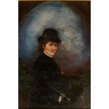 F J Watt? - half length portrait of an elegant horsewoman, oil on canvas,