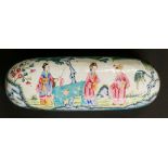 An 18th Century Chinese enamel oval box and cover,