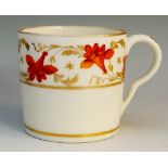 Pinxton - a pattern number 312 red lily coffee can, red enamel flowers with gilt foliate and stars,