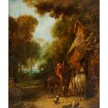 English School, late 18th / early 19th Century - rider on chestnut mare with horse,