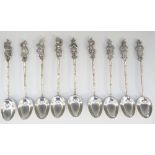 A set of nine Chinese silver teaspoons,