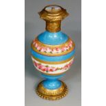 A 19th Century French porcelain Palais Royale scent bottle with gilt metal mounts,