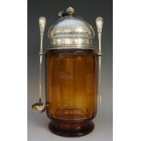 An early 20th century Josef Hoffman for Moser amber panel cut glass 'Kirchen Topf',