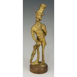 A brass car mascot cast as Ally Sloper with top hat, cigar and umbrella,