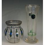 An Art Nouveau Bohemian glass compressed ovoid vase,