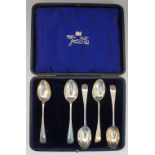 A Victorian cased set of five teaspoons,