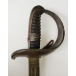 A cavalry sword the fullered blade inscribed GEBR.