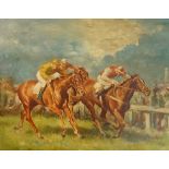 Continental School, 20th Century - Race To The Finish, oil on canvas,