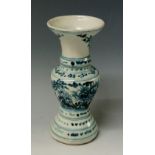 A Chinese blue and white glazed vase with everted neck,