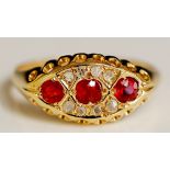 An 18ct gold, ruby and diamond ring,