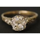 An 18ct white gold diamond ring the claw set rough cut stone approx. 1.