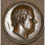Medallion, Sir Walter Scott by Stothard, from the Great Men Series, copper 63mm, 1826,