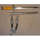 World War Two, Third Reich, Officers' Army Dagger, orange grip, the blade marked W.K.C.