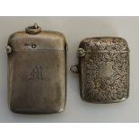 A foliate engraved silver vesta case with vacant shield shaped cartouche, 3.