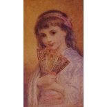 Edward Tayler - The Chinese Fan, a young girl holding a fan, signed upper right, watercolour, 13.