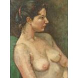 Tom Westley - half length nude of reclining female, oil on artist board,