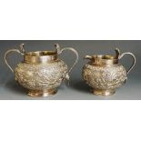 Military Interest - an Indian silver milk jug and sugar basin,