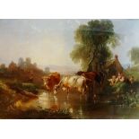 Joseph Horlor (1809-1887) - a pair, milkmaid milking cattle,