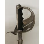 An 1848 pattern Italian light cavalry sword with pierced basket, ebonised chequered grip,