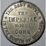 Irish Tavern or Pub token, Cork, The Imperial Hotel, The best Hotel in the South of Ireland,