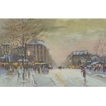 Michael Crawley - Winter's Day, Montmartre, Paris, watercolour heightened with bodycolour,