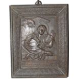 Germany, 19th century heavy cast metal religious frame,