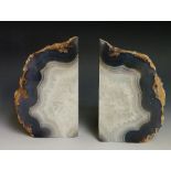 A large pair of agate geode bookends,