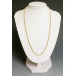 An 18ct yellow gold ropetwist necklace set six seed pearls, 40cm long overall,