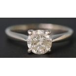 An 18ct white gold solitaire diamond ring the claw set stone approx. 0.