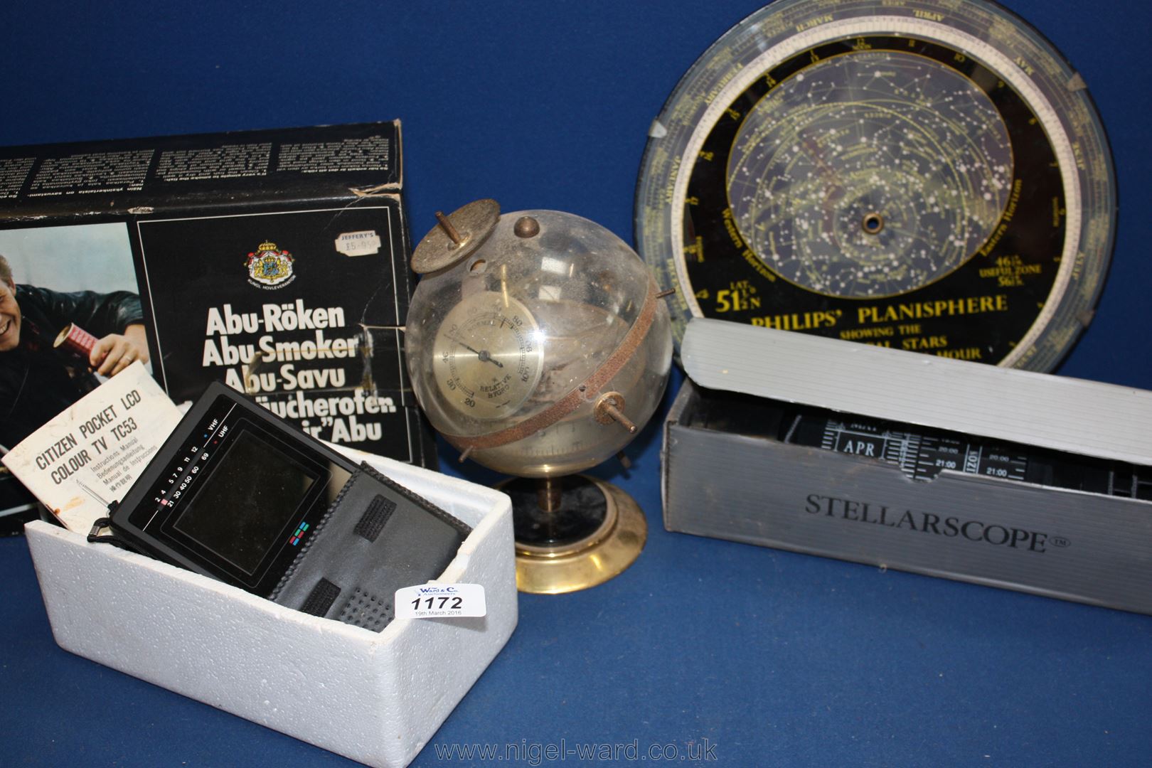 A quantity of miscellanea including a Phillips Planisphere showing the principal stars,