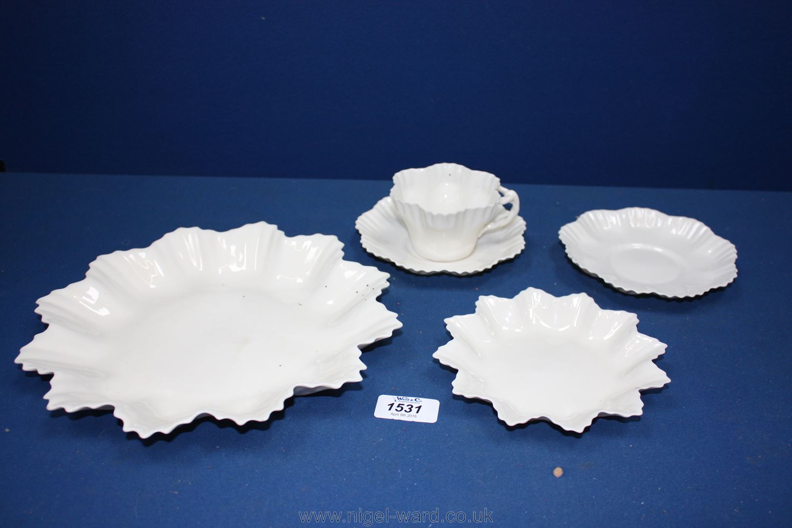 Two Belleek white Plates,