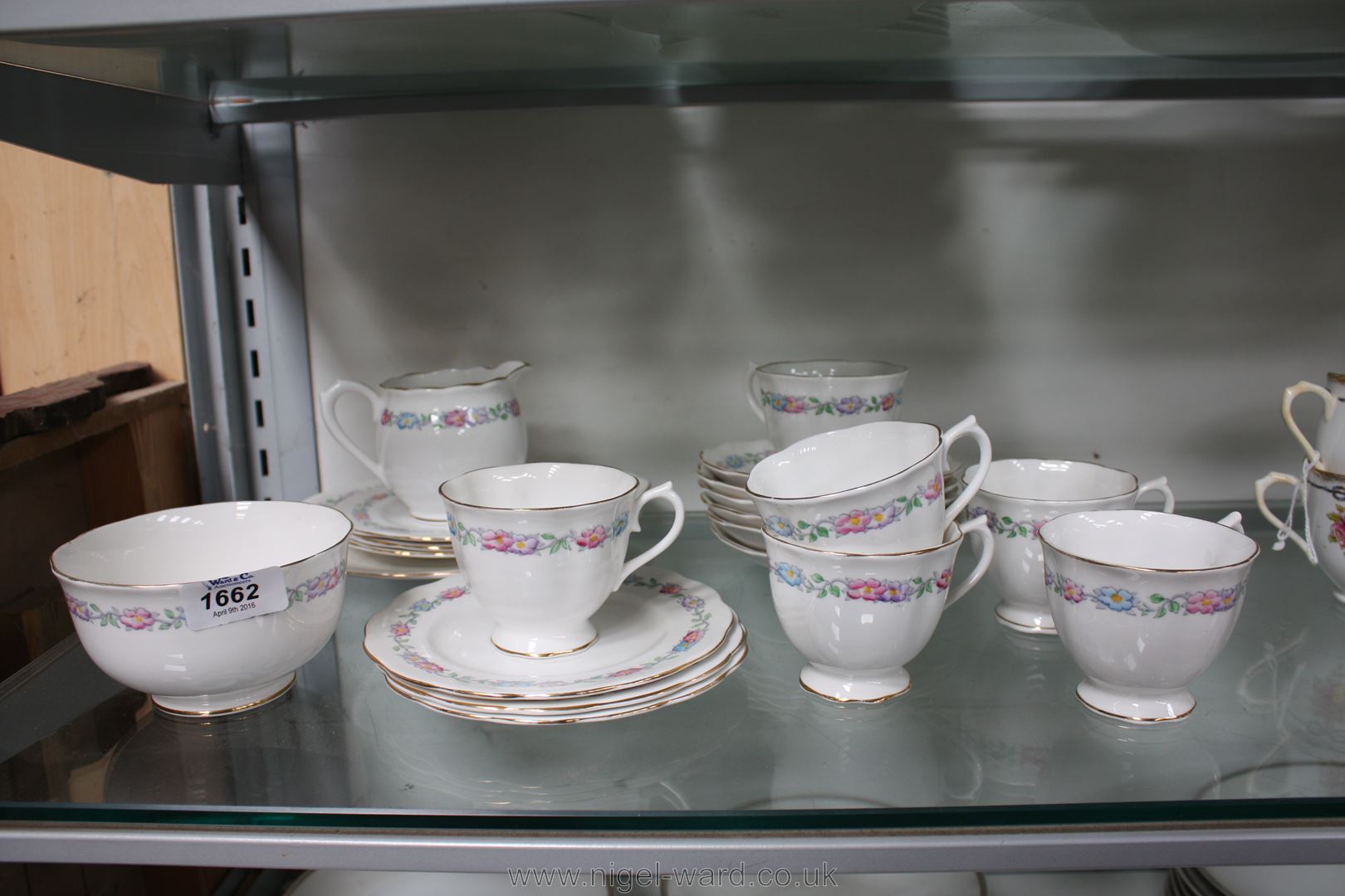 A Royal Albert floral Teaset including six cups, saucers and tea plates, milk jug,