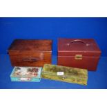 Various boxes including jewellery box, glove box, tin, etc.