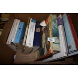 A box of books: Mrs Beeton, Country Furniture, Dan Brown,