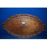 An elaborately carved Chinese wooden Tray with Agnes Dei symbol.