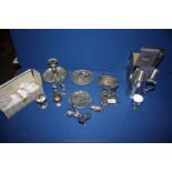 A quantity of plated items including egg cups, car mascot in the form of a flying Pheasant, ashtray,