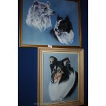 A Pastel of a Collie dog,17'' x 13 1/2'' and another similar.