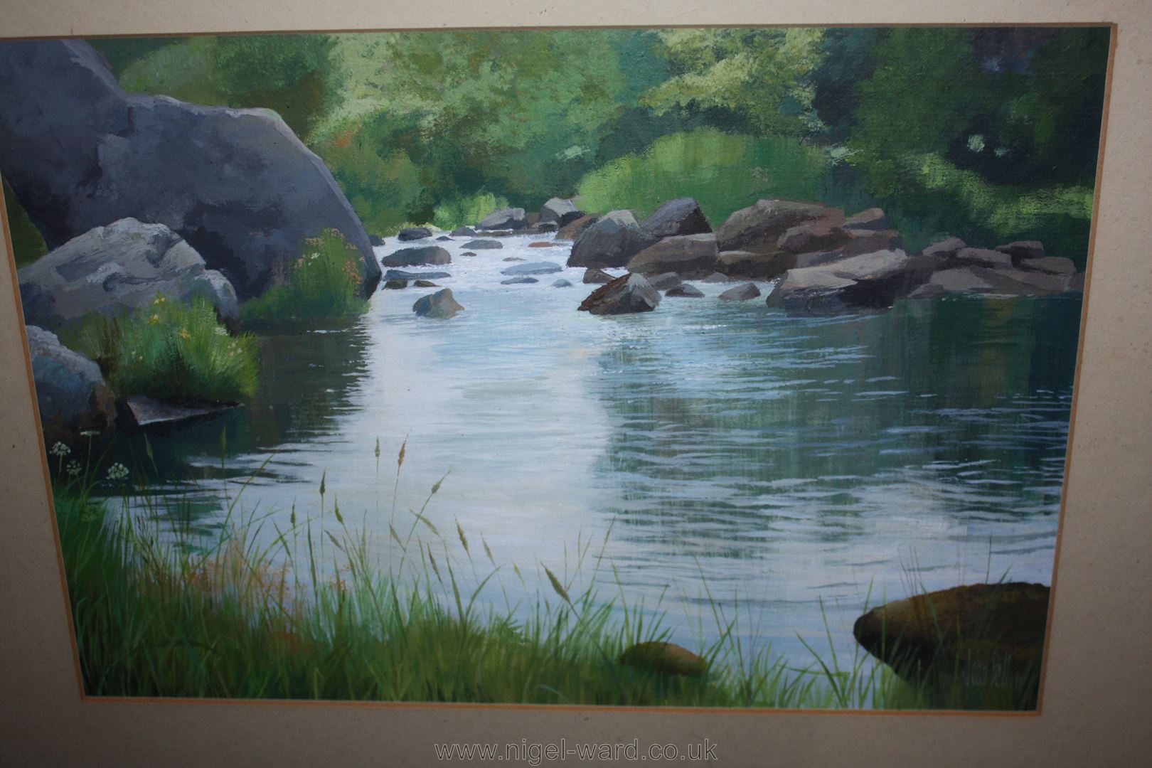 An acrylic of 'Afon Dwyfor' by John Pell. - Image 2 of 2