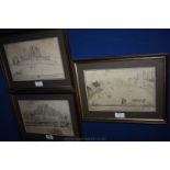 Three early 19th c. Prints of Castle Rushen.