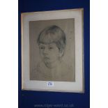 A Pencil study of a child's head, initialled E.F.W., 44 x 35 cms.