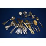 A quantity of silver plated Cutlery, plus Epns Napkin Ring, Mustard Pot, etc.