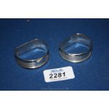 A pair of H.G & S, Birmingham 1954 silver Napkin rings.